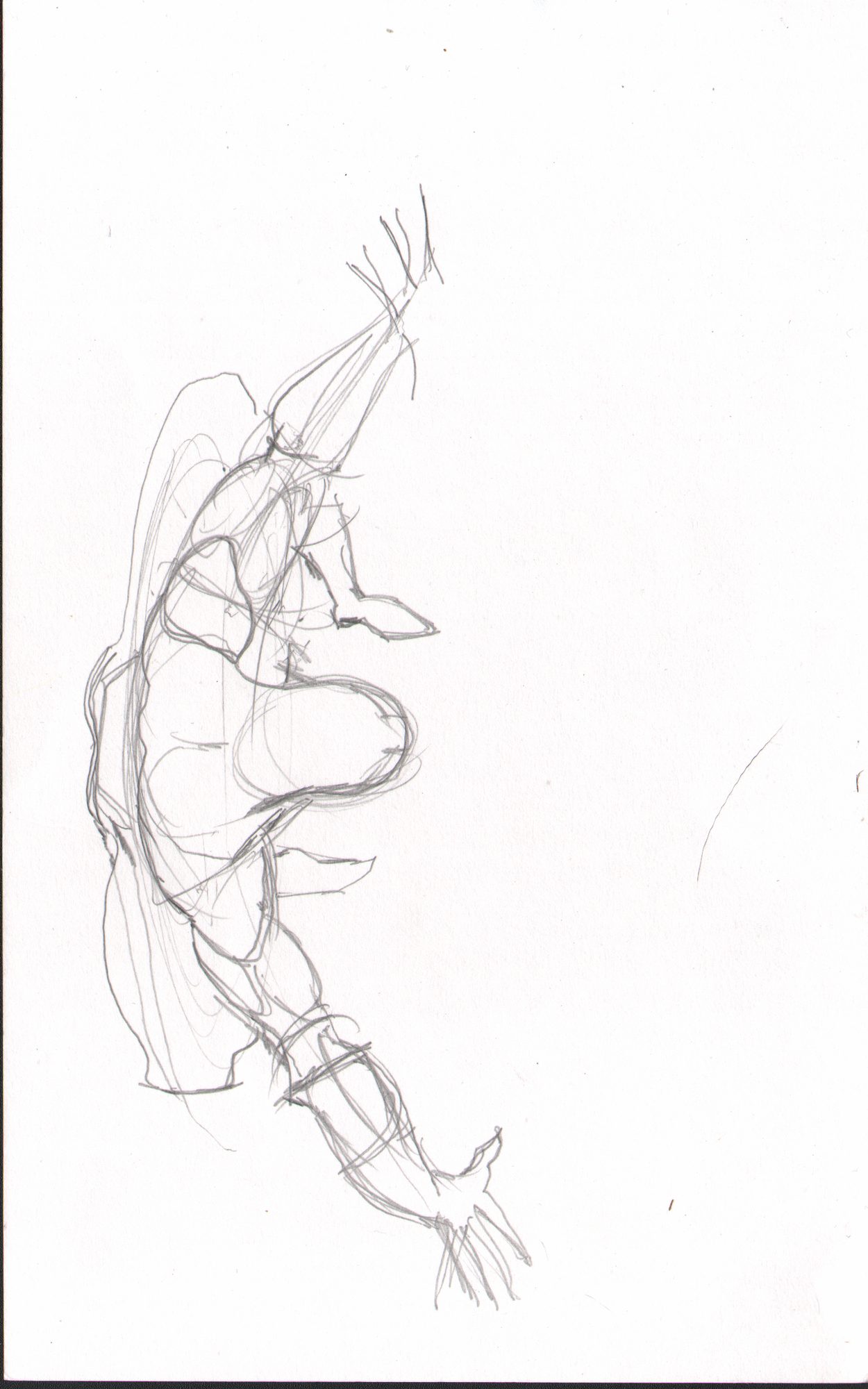 Arm/torso foreshortening — extreme angle