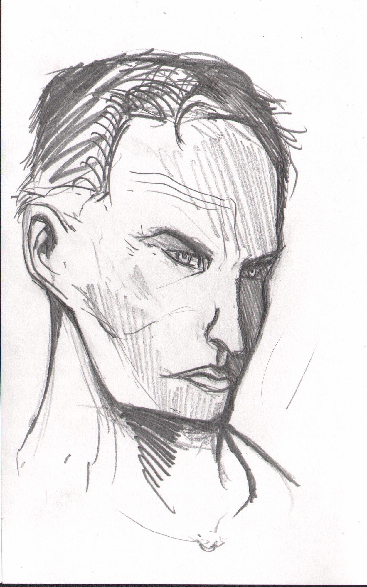 Male face shaded — expressive character study