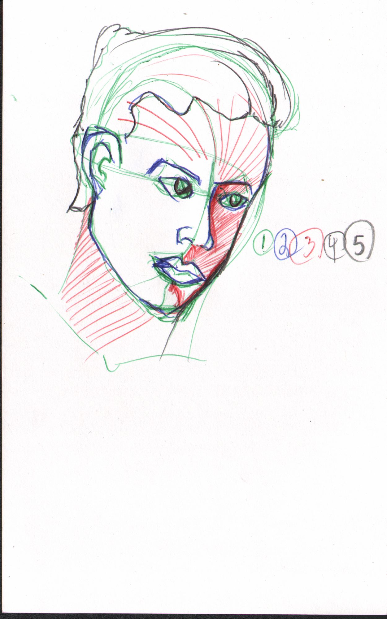 Face with red/green zone overlay — face sequence