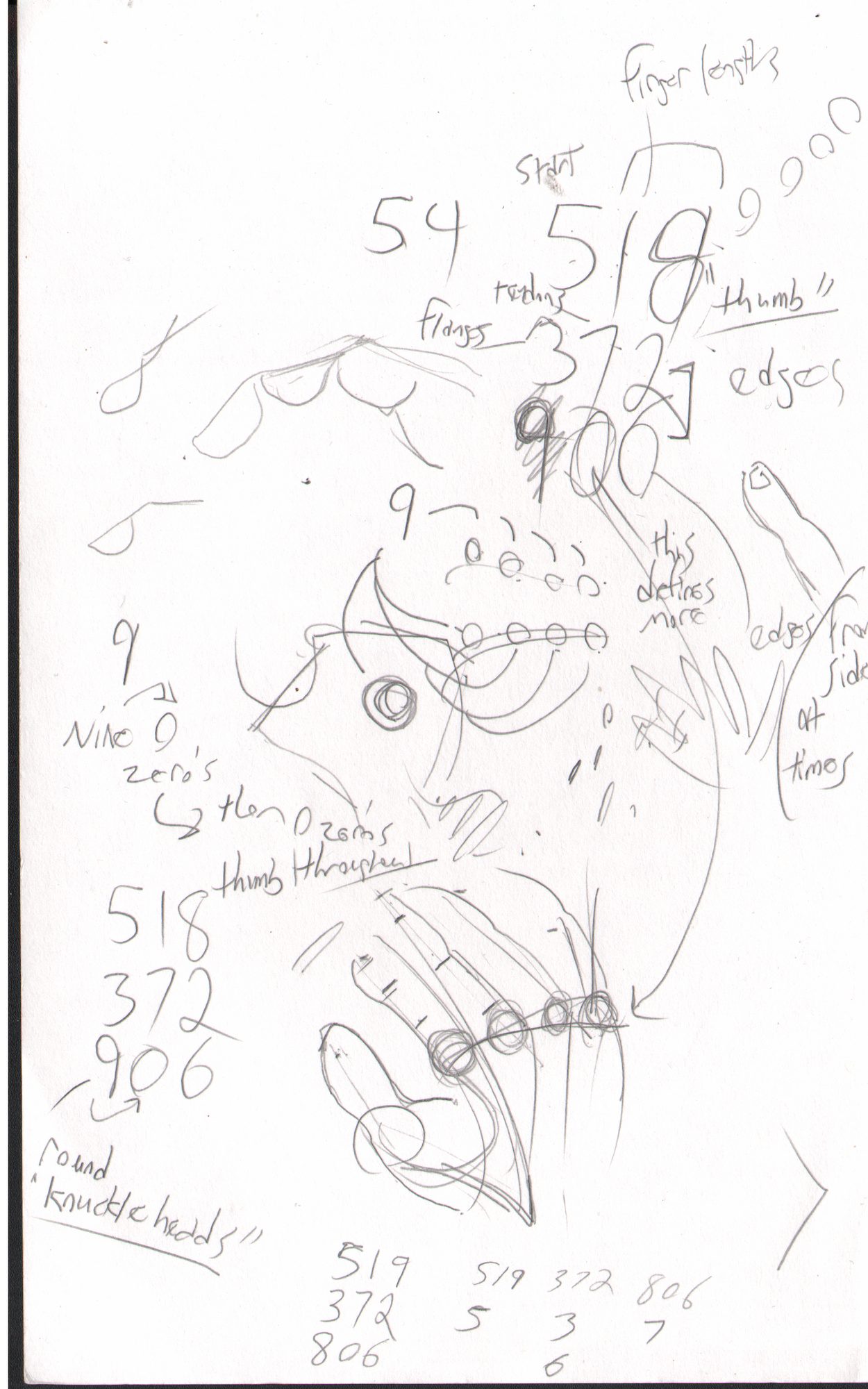 Face annotation — nose/knuckles/edges detail