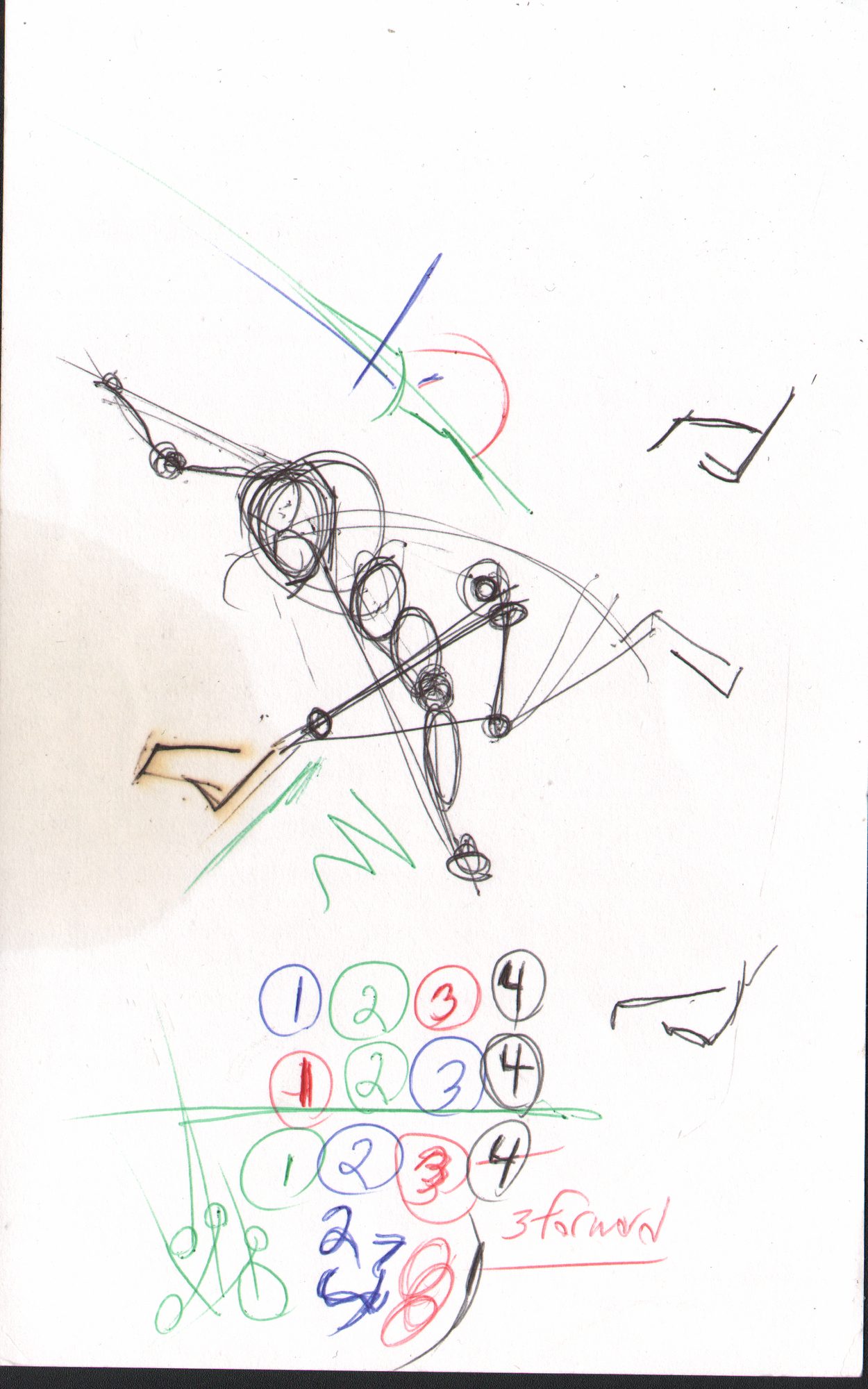 Stick figure with circled digit numbers + T-LAW