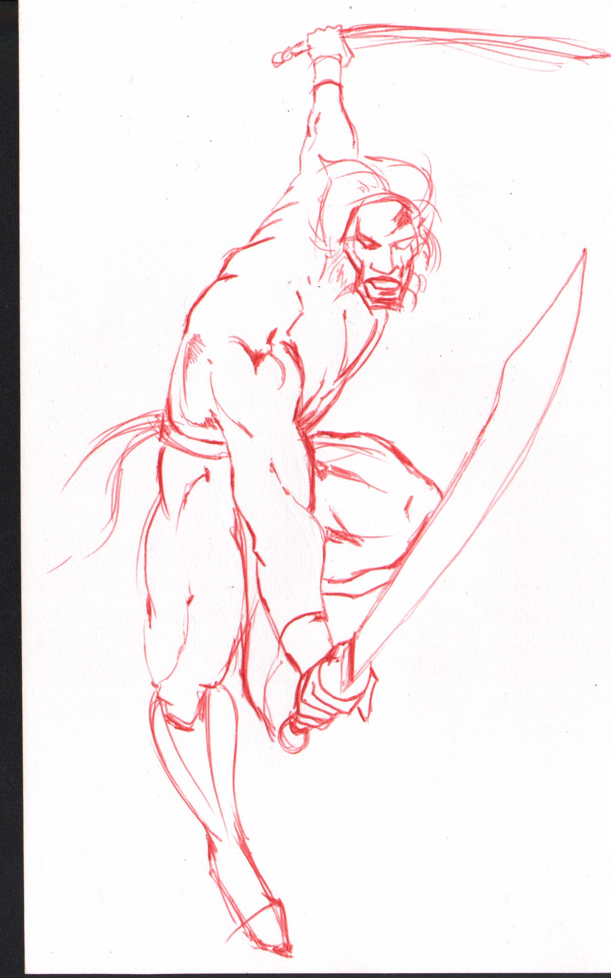 Warrior in red — dynamic comic action figure