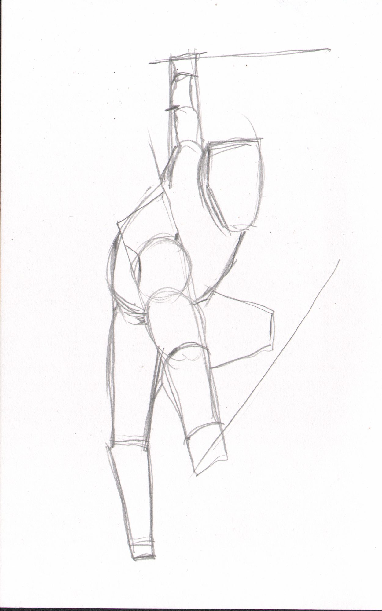 Box-torso climbing figure — structural breakdown