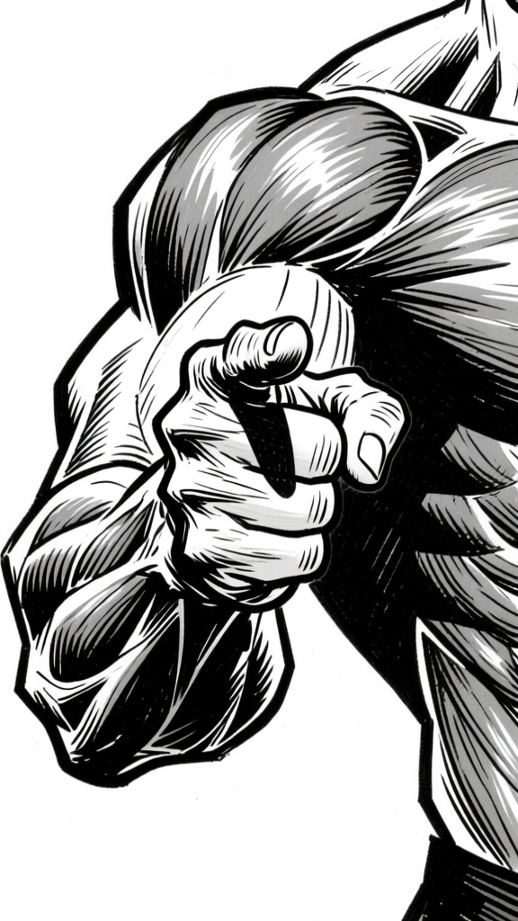 Arm and fist — close-up ink