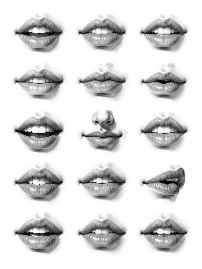 Lips — fifteen studies grid