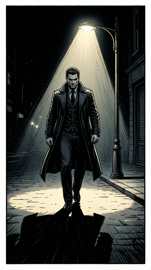 Noir full figure — rim and under-lighting