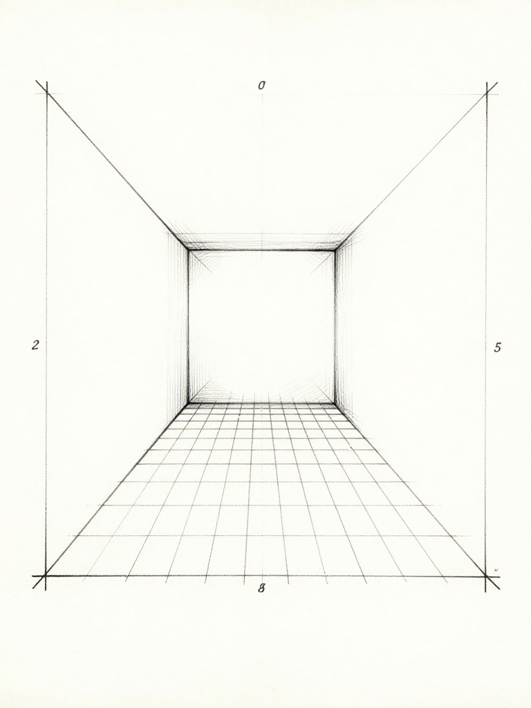 One-point perspective — corridor grid