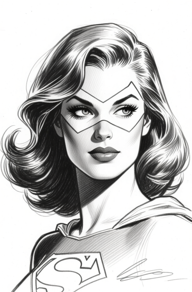 Female hero — portrait ink
