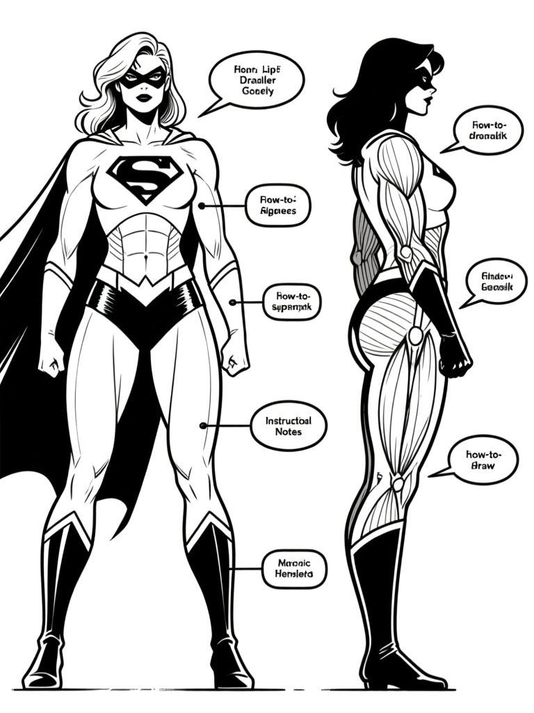 Two female heroes — front and back
