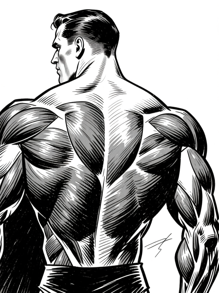 Back muscles — highly detailed ink
