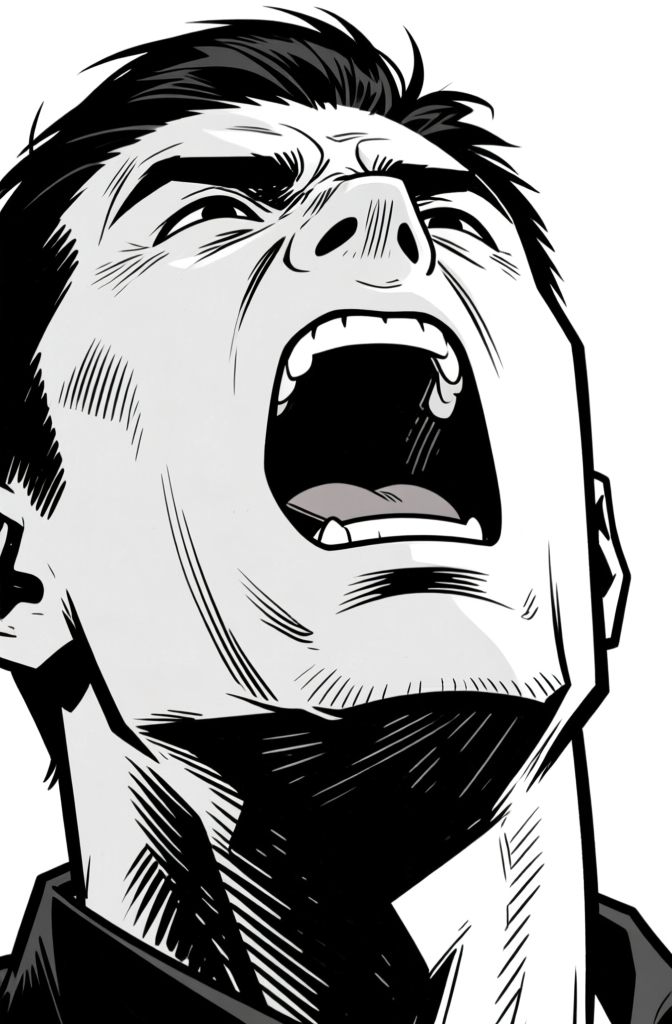 Screaming face — suit figure