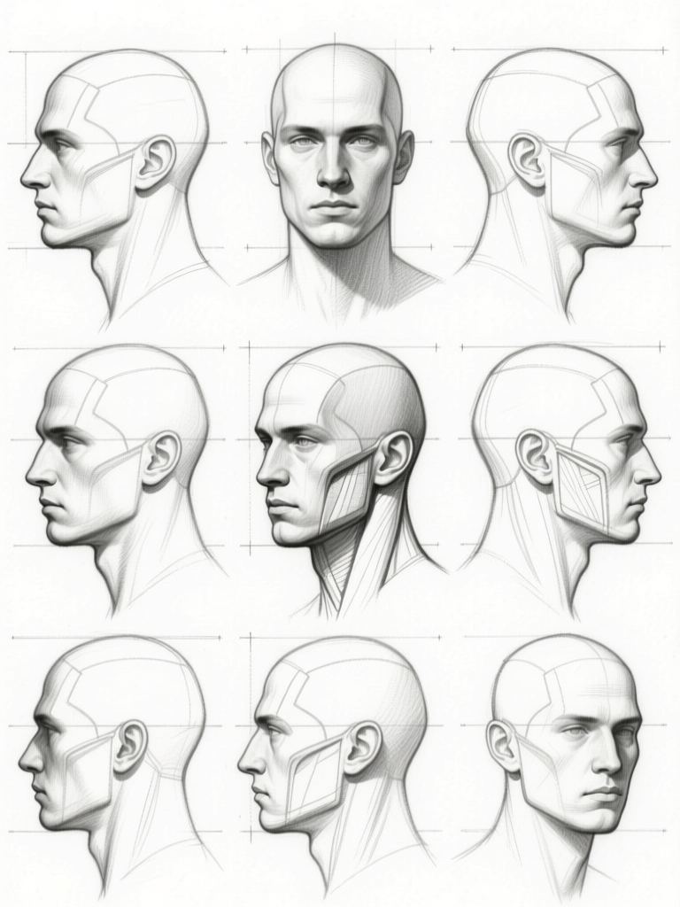 Head rotation — nine-view study