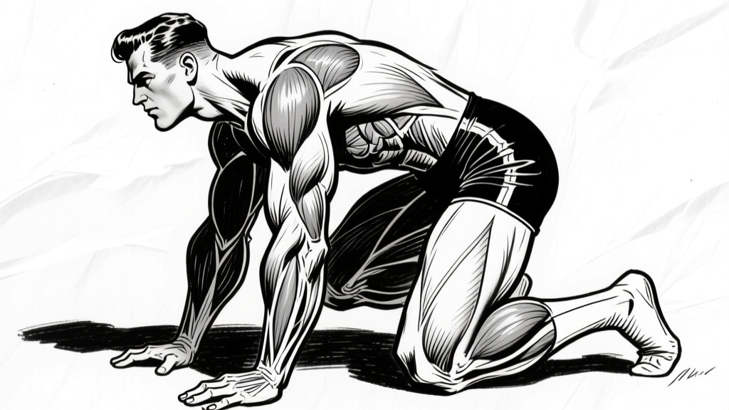 Figure crouching start position