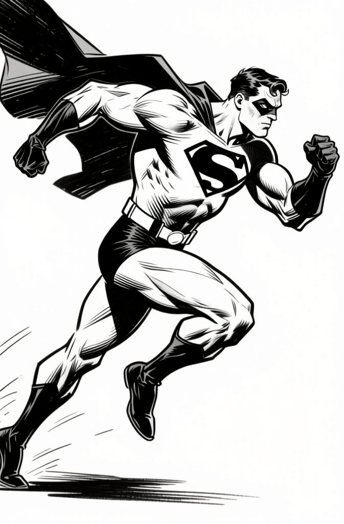 Hero running — action ink
