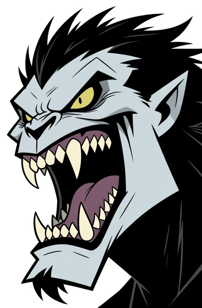 Villain face screaming — colored