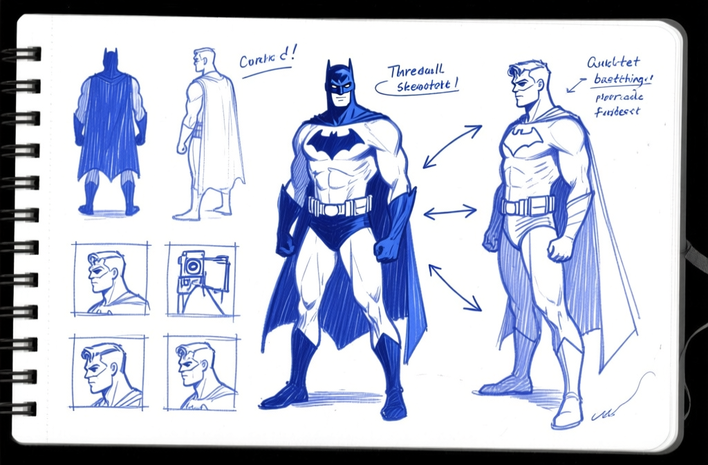 Hero character notebook — poses