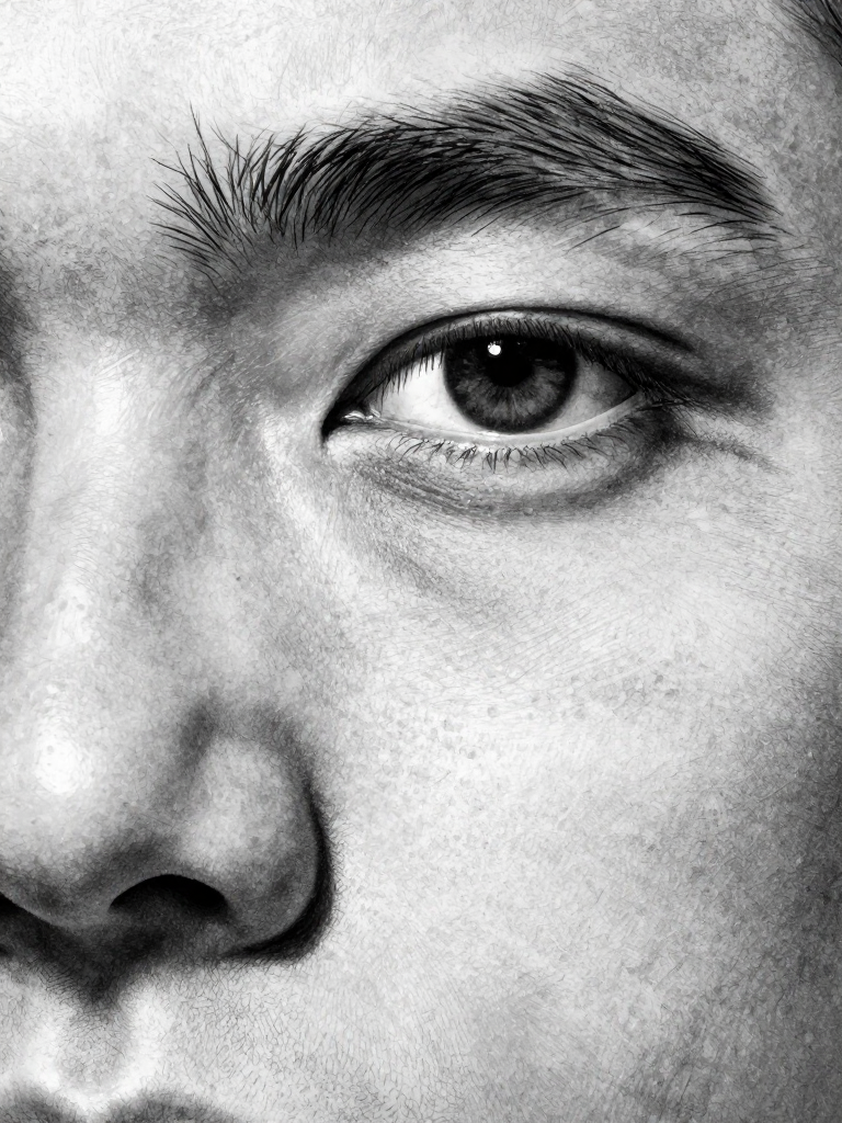 Eye and nose — photo-real close