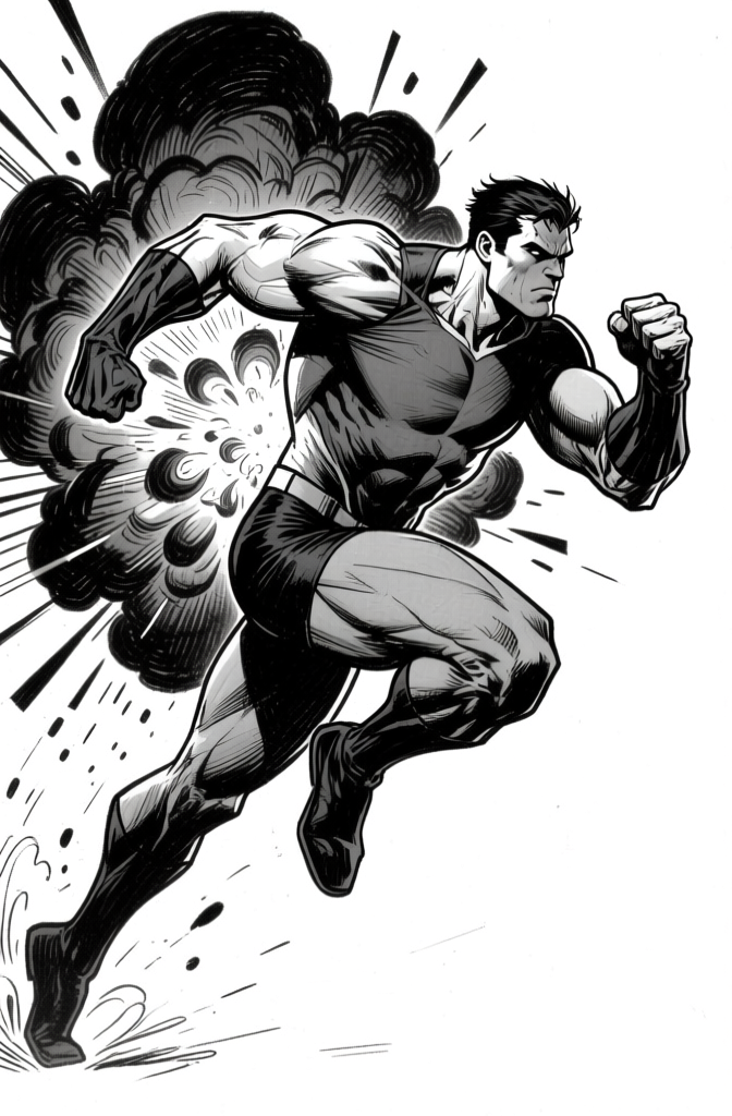 Hero action — explosion ink