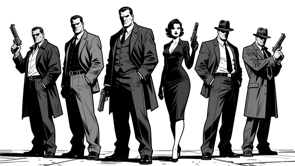 Group clothed noir — lineup