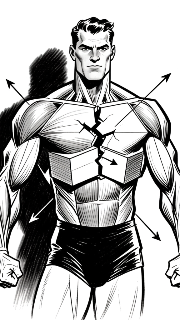 Torso — directional arrows, ink