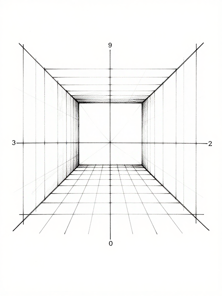 One-point perspective — pure grid
