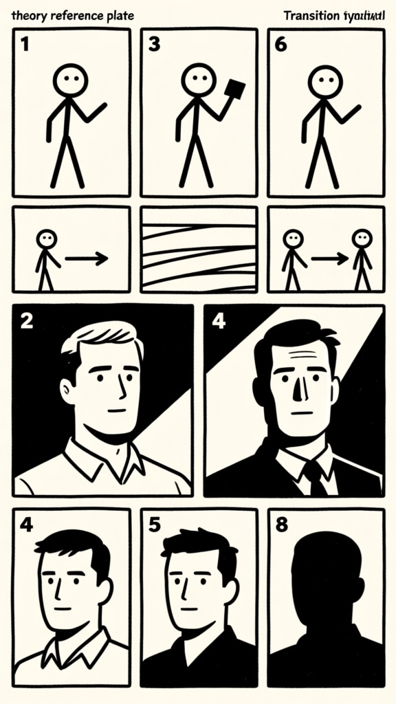Simple figure to rendered face — stages