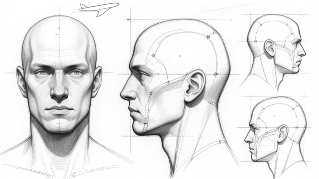 Head — front and side detailed
