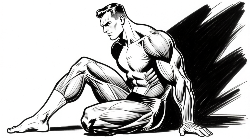 Figure sitting lean — action