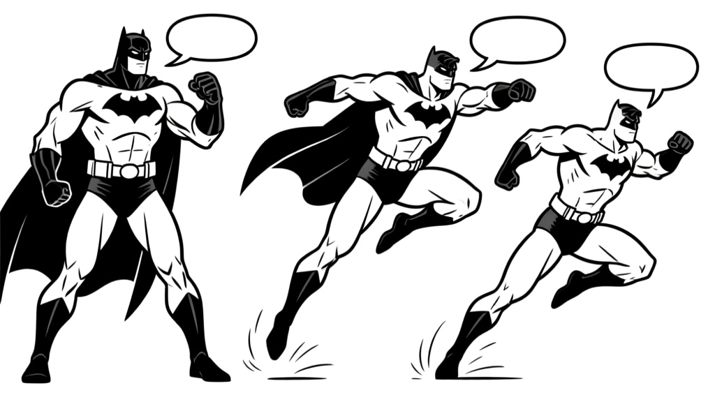Hero poses — three views