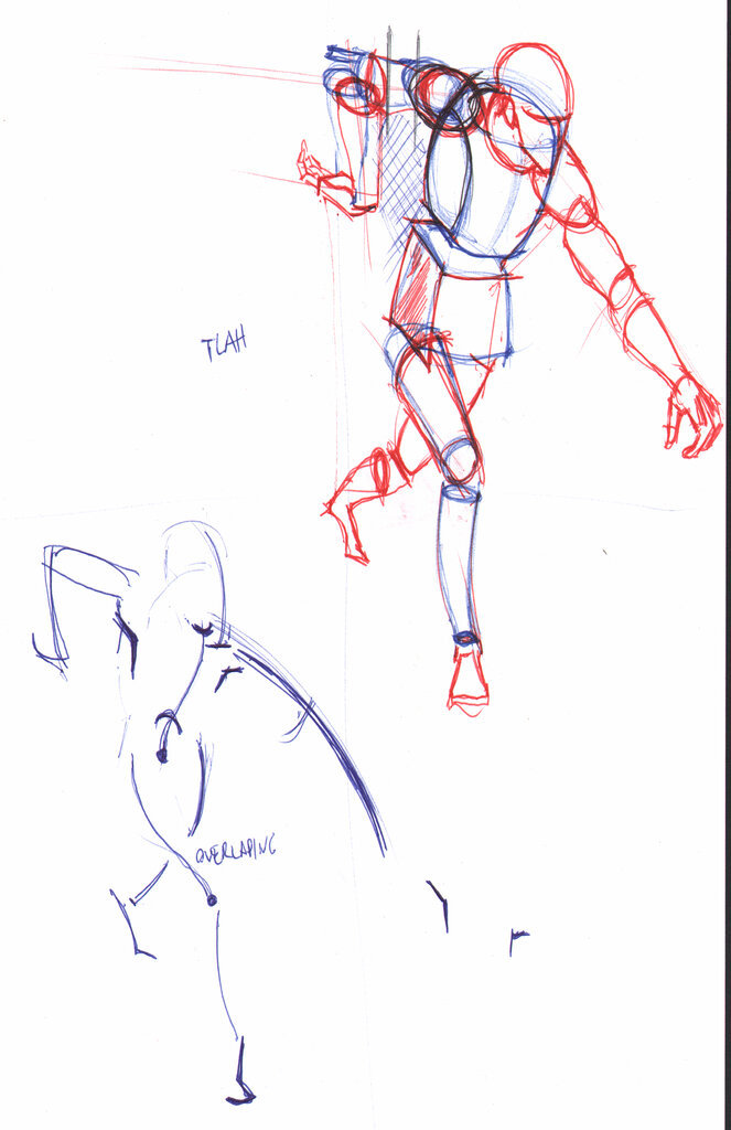 Two figures with structural overlay lines