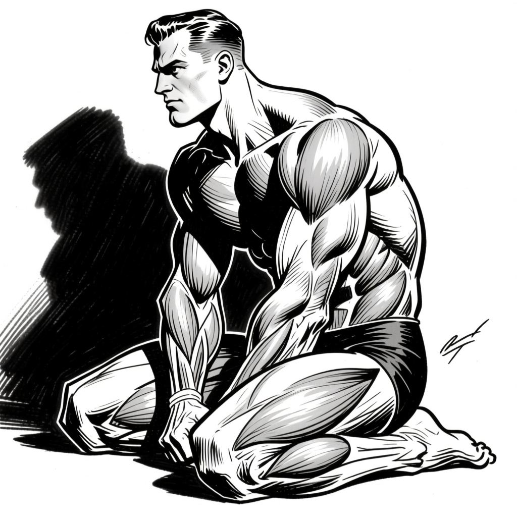 Figure kneeling — ink life study