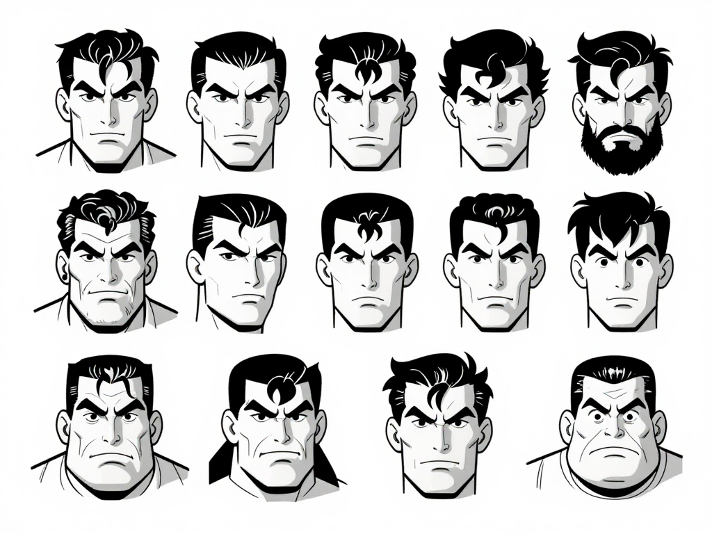 Male face lineup — fifteen views