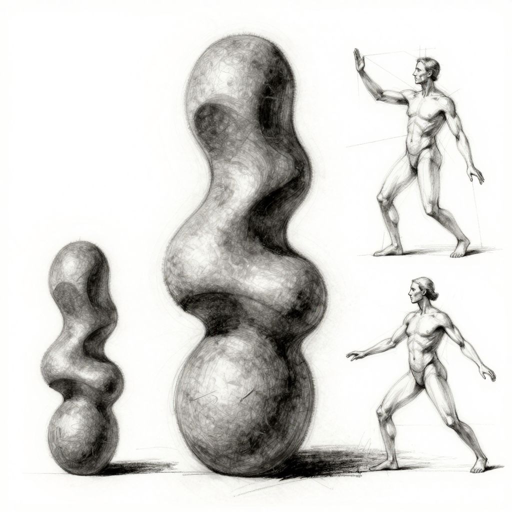 Stacked organic forms — proportion model