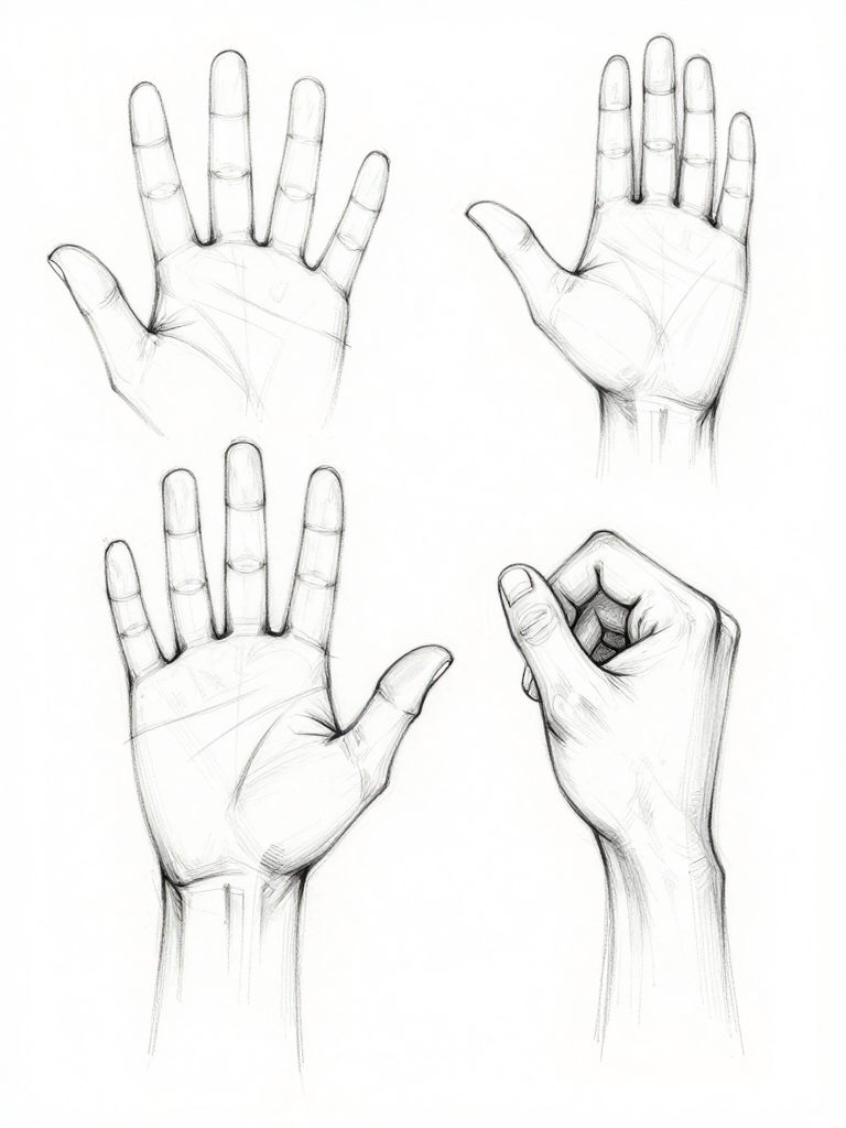 Hands — four-position pencil study